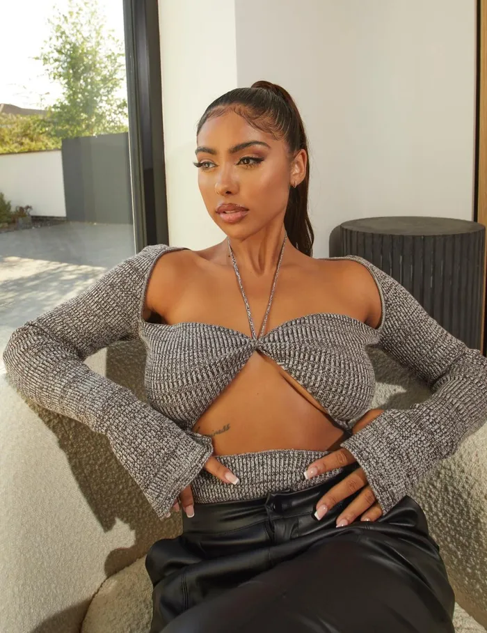 Women Space Dye Cut Out Strappy Long Sleeve Bodysuit Brown Kaiia Brown Public Desire Knitwear Women Space Dye Cut Out Strappy Long Sleeve Bodysuit Brown Kaiia Brown Public Desire Knitwear
