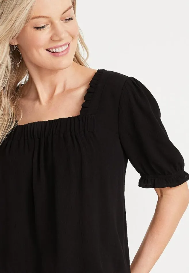 Women Square Neck Short Sleeve Top Maurices Tops