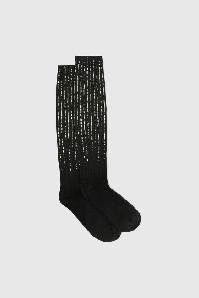 Women Stockings And Socks Ermanno Scervino High Socks With Microcrystals Grey Women Stockings And Socks Ermanno Scervino High Socks With Microcrystals Grey