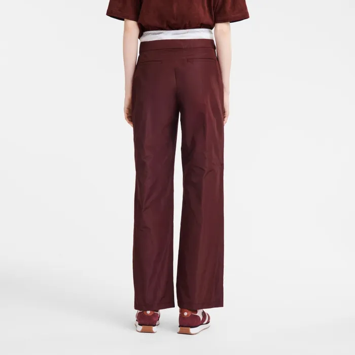 Women Straight Pants With Patch Burgundy Longchamp Trousers and Shorts