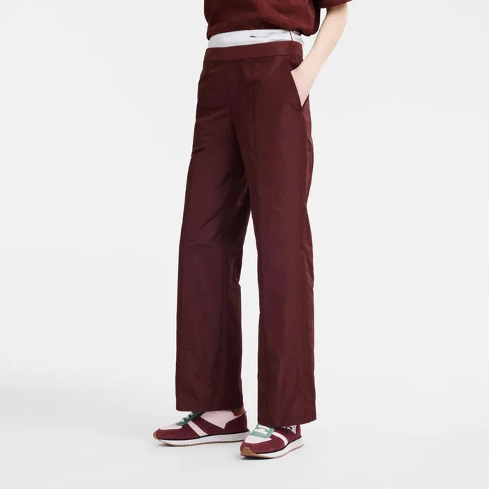 Women Straight Pants With Patch Burgundy Longchamp Trousers and Shorts