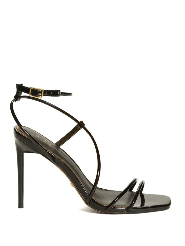 Women Strappy Cord Heeled Sandal Black Marciano Shoes Women Strappy Cord Heeled Sandal Black Marciano Shoes