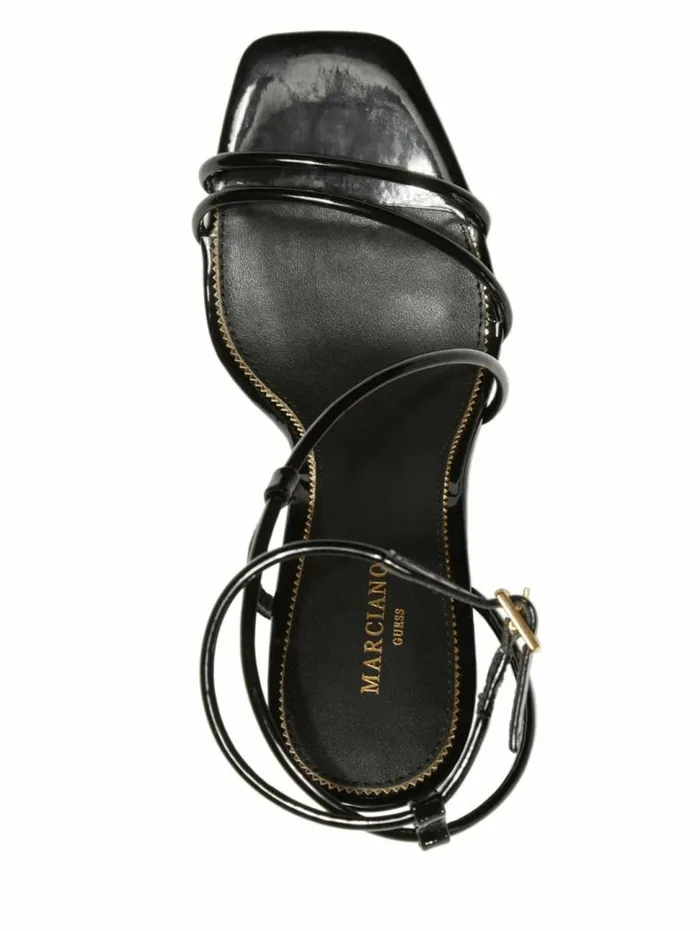 Women Strappy Cord Heeled Sandal Black Marciano Shoes Women Strappy Cord Heeled Sandal Black Marciano Shoes