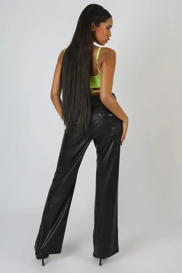 Women Strappy Square Neck Crop Top Lime Green Public Desire Tops