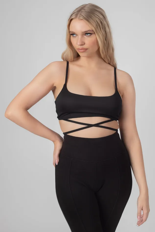 Women Strappy Tie Cropped Bralet Black Kaiia Black Public Desire Tops