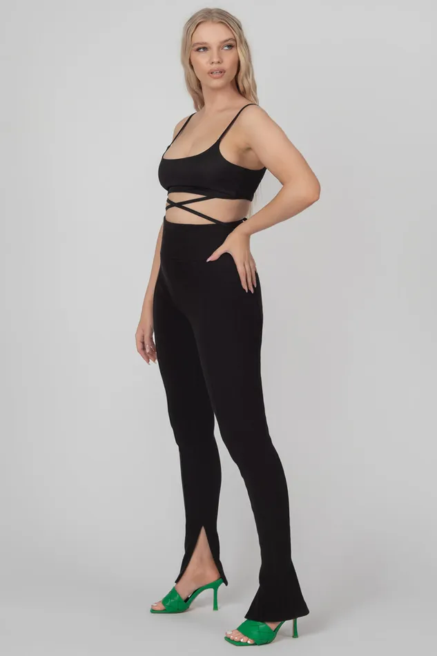 Women Strappy Tie Cropped Bralet Black Kaiia Black Public Desire Tops