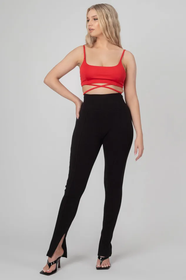 Women Strappy Tie Cropped Bralet Red Kaiia Red Public Desire Tops