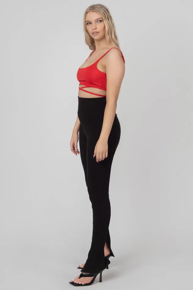 Women Strappy Tie Cropped Bralet Red Kaiia Red Public Desire Tops
