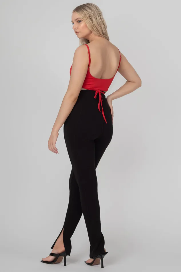 Women Strappy Tie Cropped Bralet Red Kaiia Red Public Desire Tops