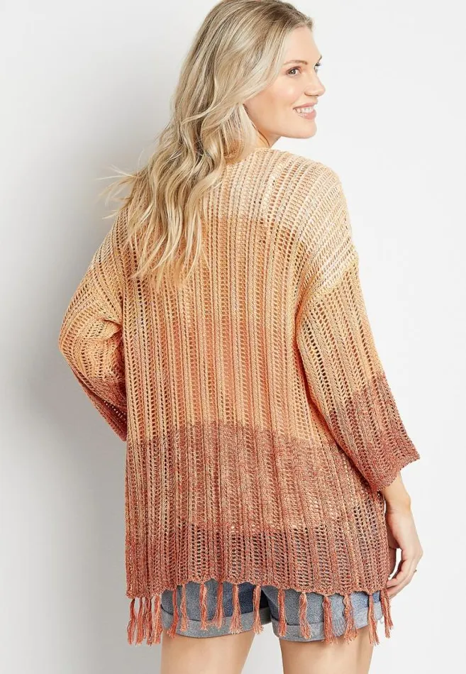 Women Sunset Ombre Fringe Cardigan Maurices Tops