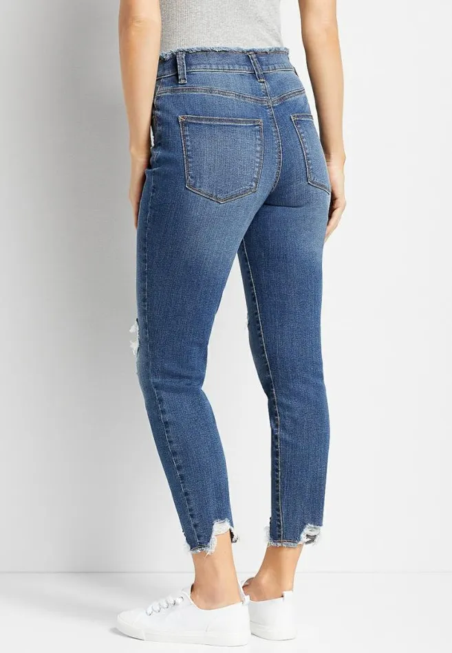 Women Super High Rise Medium Wash Button Fly Jegging Maurices Jeans