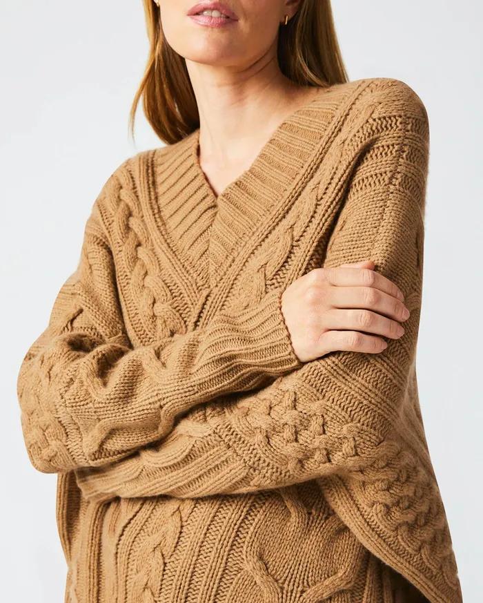 Women Sweaters and Knits Billy Reid Bias Cable Sweater Camel