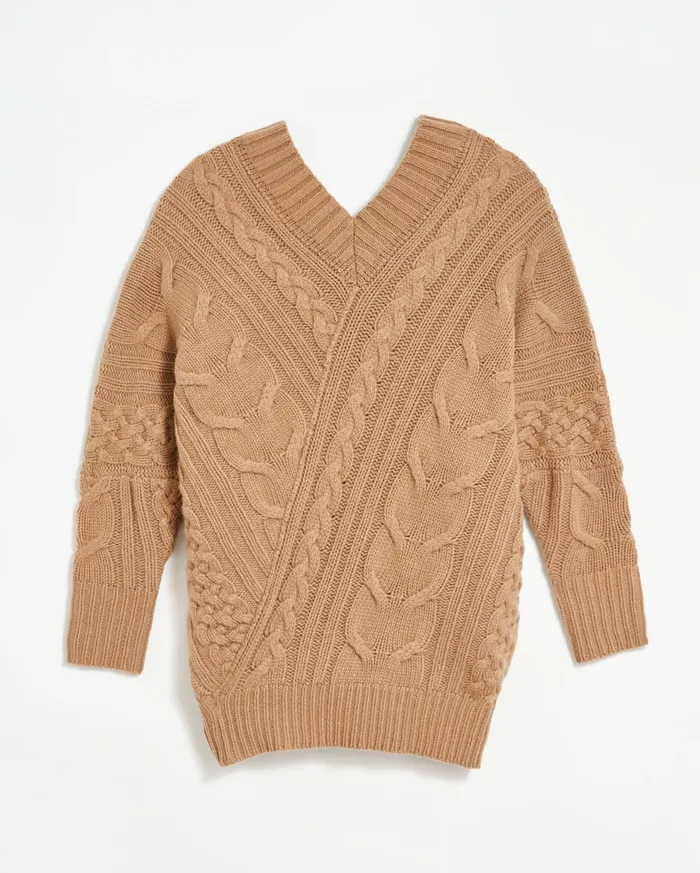 Women Sweaters and Knits Billy Reid Bias Cable Sweater Camel