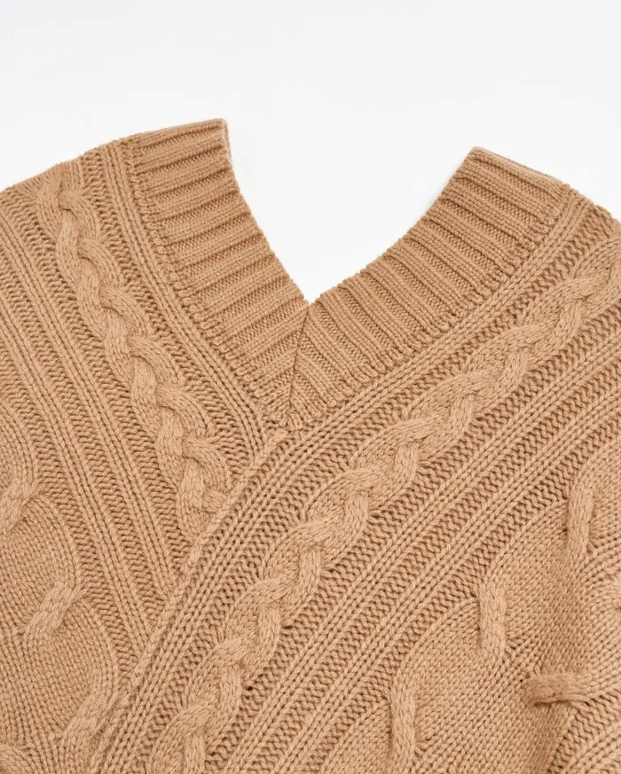 Women Sweaters and Knits Billy Reid Bias Cable Sweater Camel