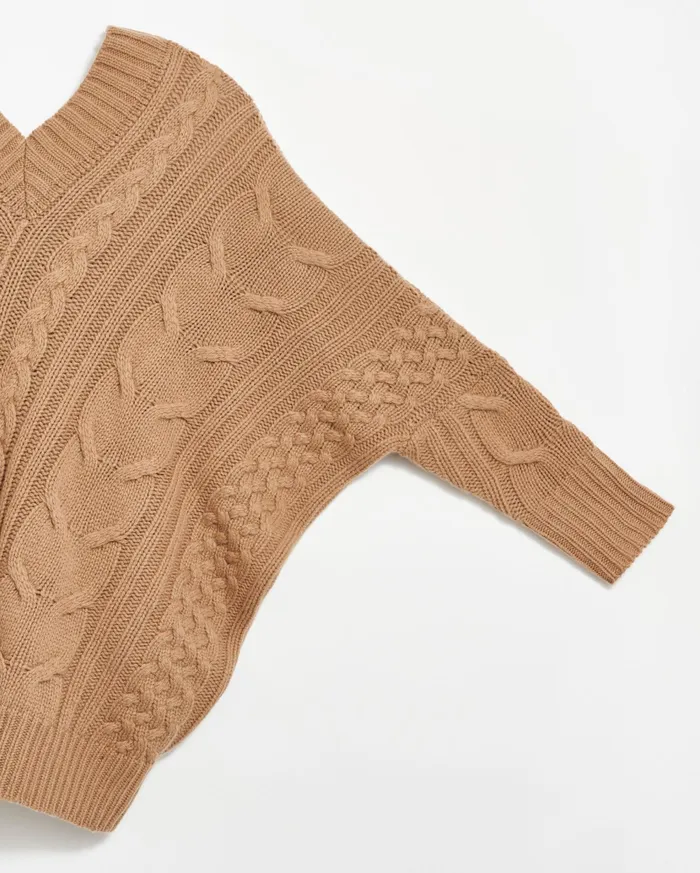 Women Sweaters and Knits Billy Reid Bias Cable Sweater Camel