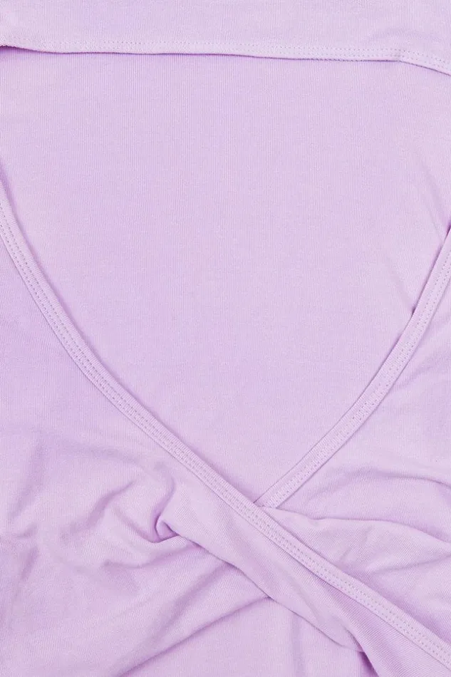 Women Sweatshirts and Hoodies Cupshe Malaga Round Neck Cut Out Short Sleeve Sweatshirt Purple