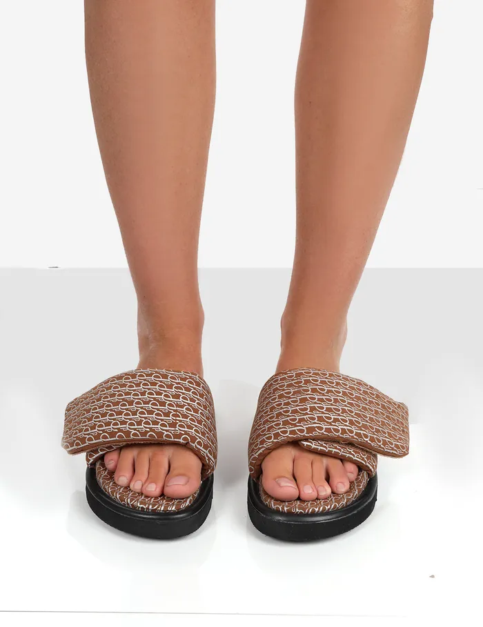Women Sweeter Brown Nylon Padded Slide Sandals Brown Public Desire Holiday