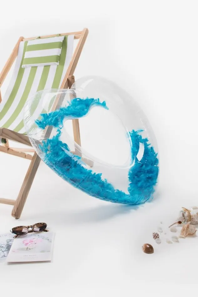 Women Swimming Rings Cupshe Seafoam Heart Shape Swimming Ring With Feathers Royal Blue
