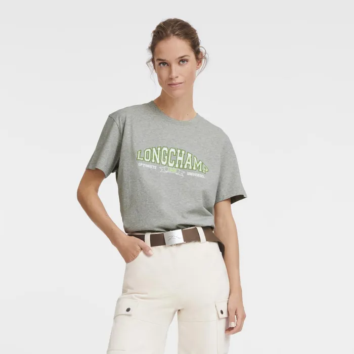 Women Tshirt Grey Longchamp Tops and Blouses
