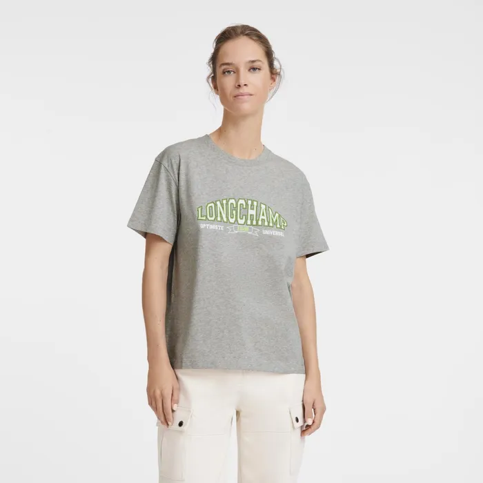 Women Tshirt Grey Longchamp Tops and Blouses