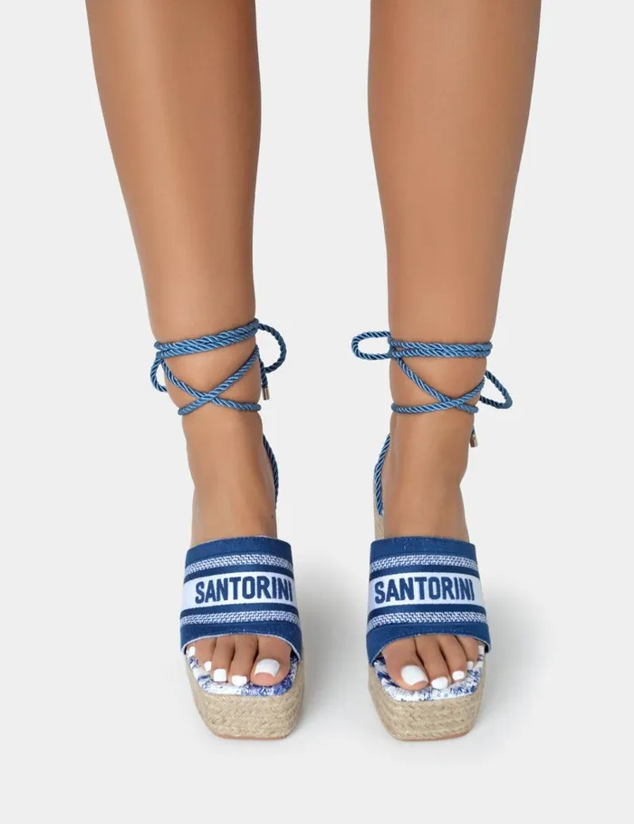 Women Take Off Navy Embroidered Santorini Lace Up Raffia Square Toe Wedge Heels Navy Public Desire Holiday Women Take Off Navy Embroidered Santorini Lace Up Raffia Square Toe Wedge Heels Navy Public Desire Holiday