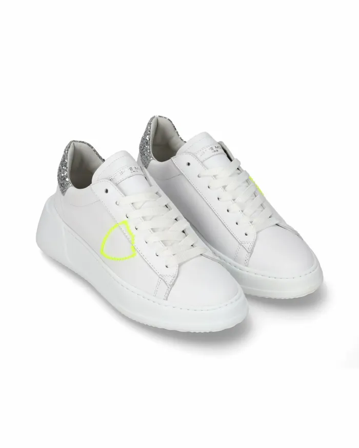 Women Temple Sneakers WhiteSilver Shoes Philippe Model Paris Casual