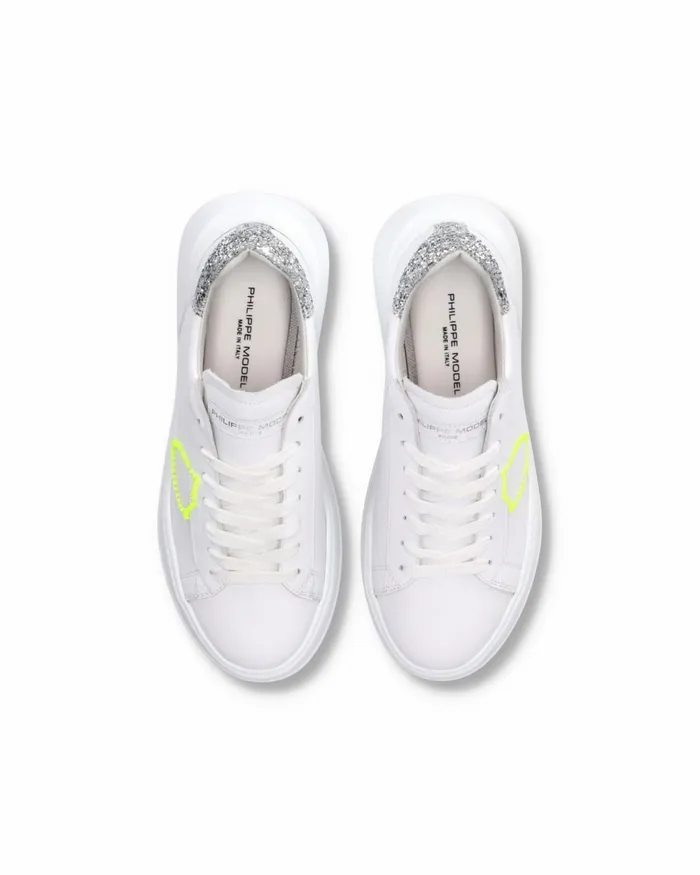 Women Temple Sneakers WhiteSilver Shoes Philippe Model Paris Casual