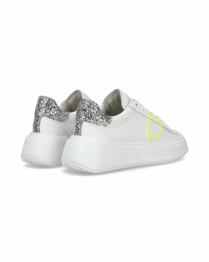 Women Temple Sneakers WhiteSilver Shoes Philippe Model Paris Casual