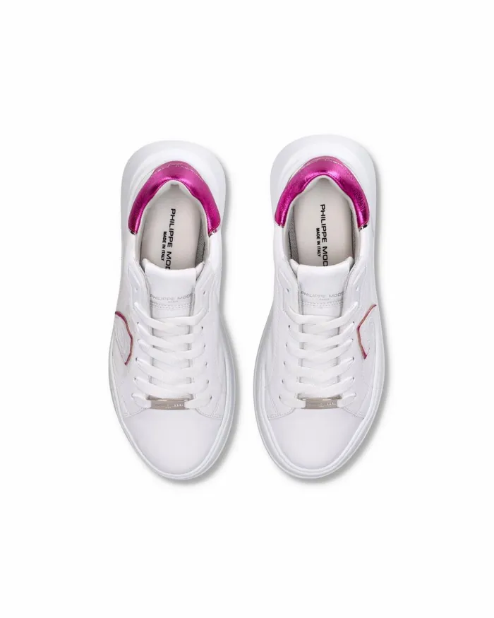 Women Temple WhiteFuchsia Low Sneakers Philippe Model Paris Casual