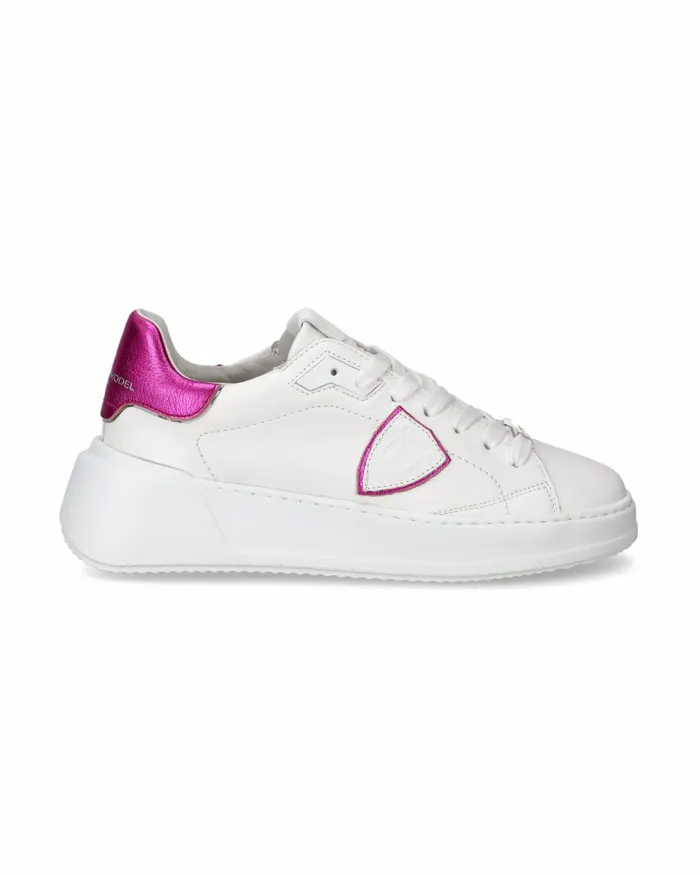 Women Temple WhiteFuchsia Low Sneakers Philippe Model Paris Casual