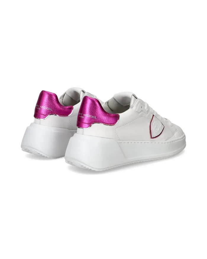 Women Temple WhiteFuchsia Low Sneakers Philippe Model Paris Casual