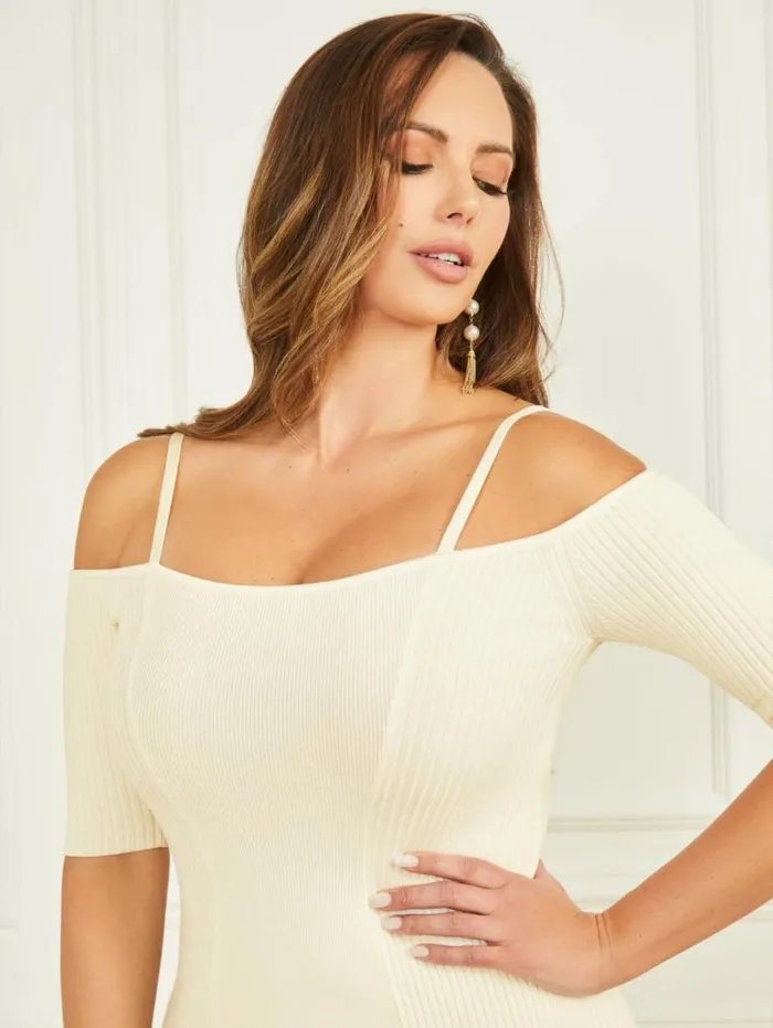 Women Tessa ColdShoulder Sweater Dress Sandy Shore Marciano Dresses Women Tessa ColdShoulder Sweater Dress Sandy Shore Marciano Dresses