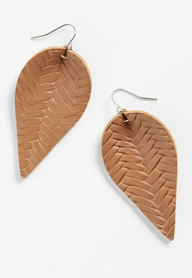 Women Textured Faux Leather Drop Earrings Maurices Jewelry