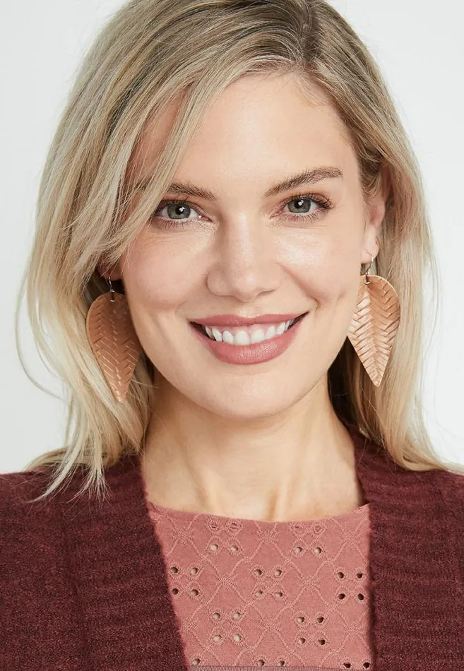 Women Textured Faux Leather Drop Earrings Maurices Jewelry