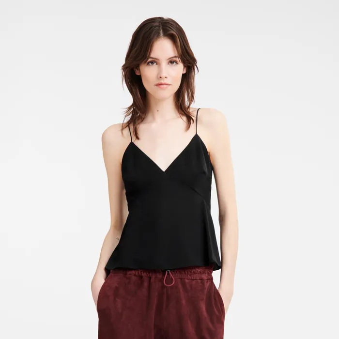 Women Thin Strap Top Black Longchamp Tops and Blouses