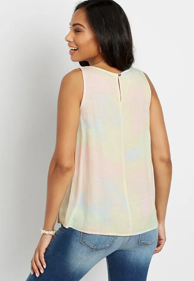 Women Tie Dye Crochet Yoke Tank Top Maurices Tops