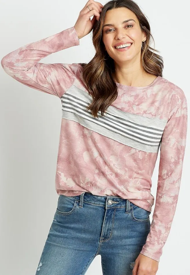 Women Tie Dye Stripe Sweatshirt Maurices Tops
