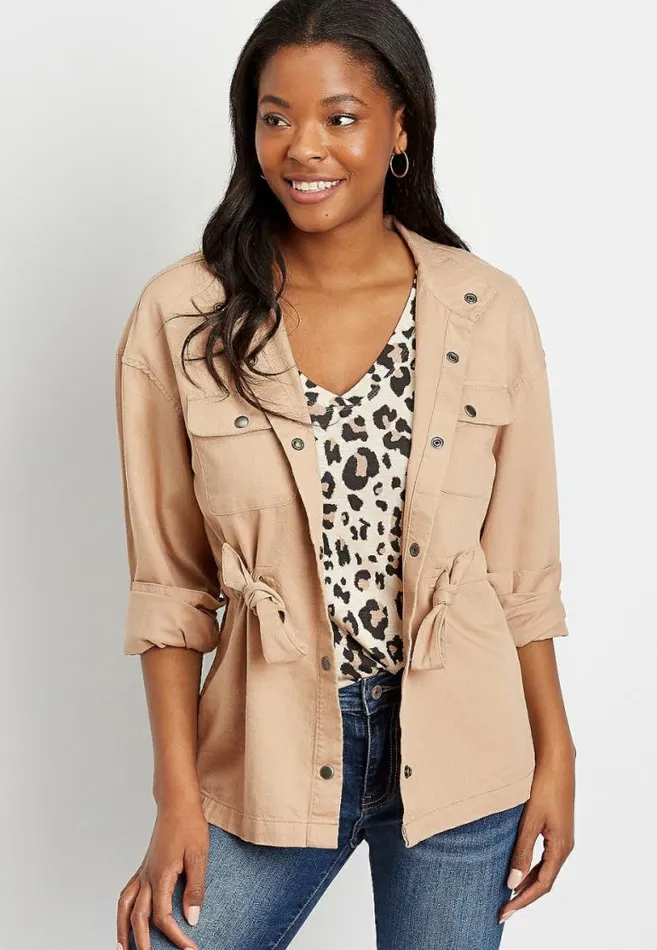 Women Tie Waist Jacket Maurices Tops