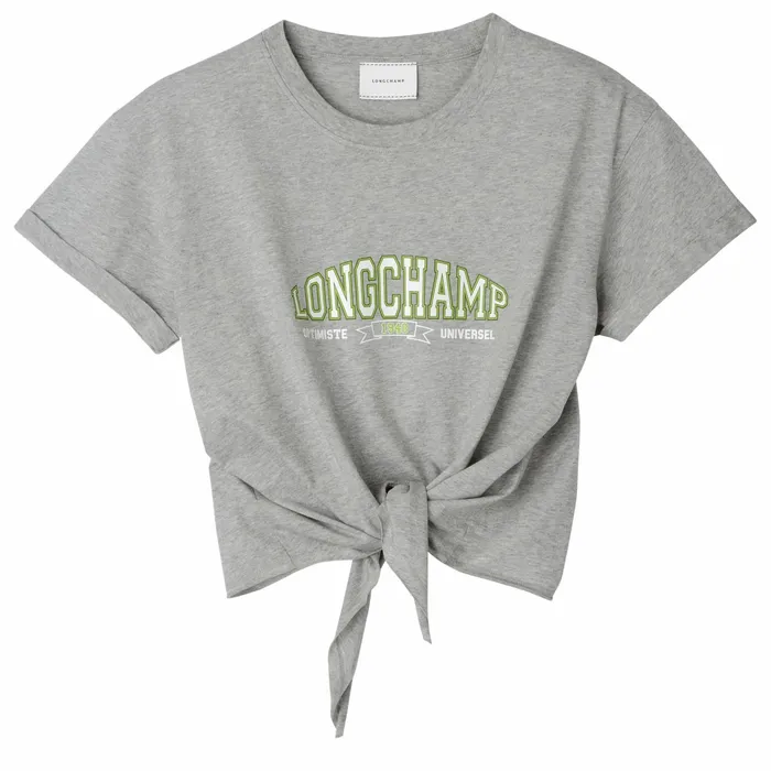 Women Tied Tshirt Grey Longchamp Tops and Blouses