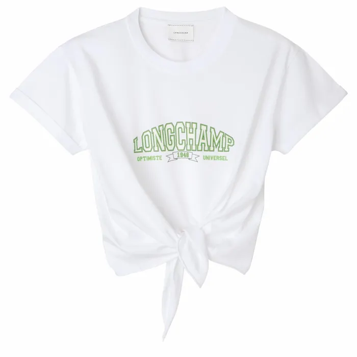 Women Tied Tshirt White Longchamp Tops and Blouses