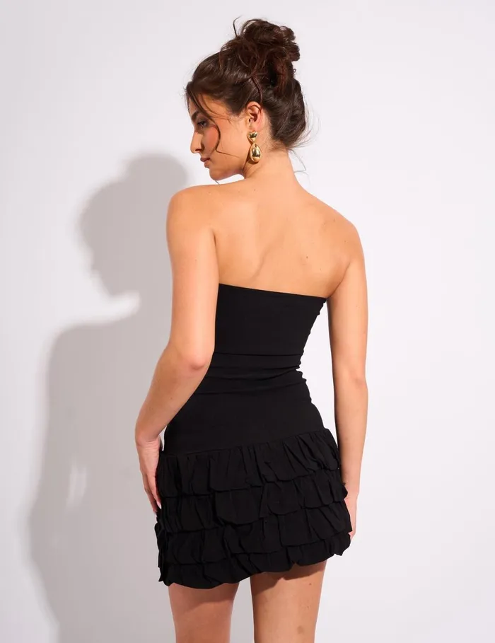 Women Tiered Bubble Hem Bandeau Mini Dress Black Black Public Desire Dresses