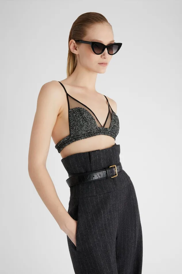Women Tops and Shirts Ermanno Scervino Deconstructed Bra With Transparent Effect Print