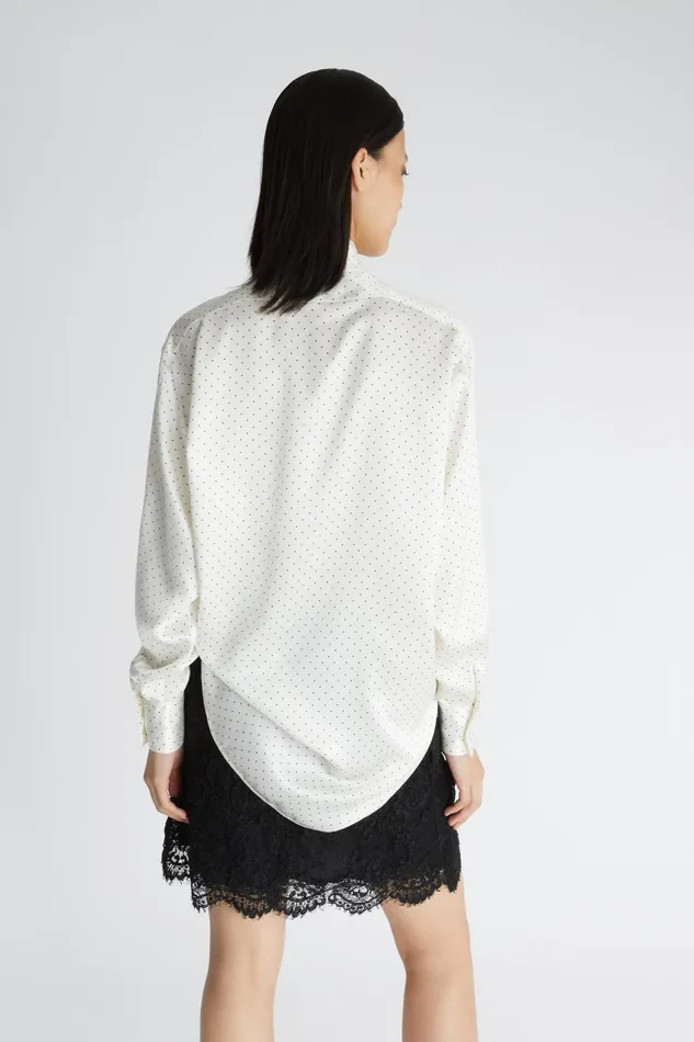 Women Tops and Shirts Ermanno Scervino Designer Satin Shirt With Neck Bow And Polka Dot Print 8211 Ermanno Scervino Print