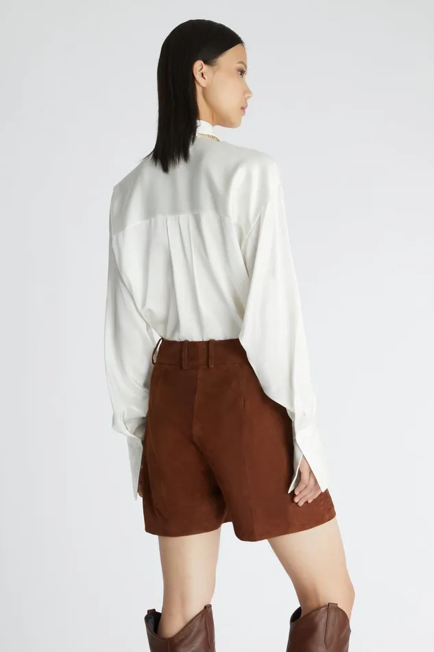 Women Tops and Shirts Ermanno Scervino Designer Silk Satin Regular Shirt 8211 Ermanno Scervino White