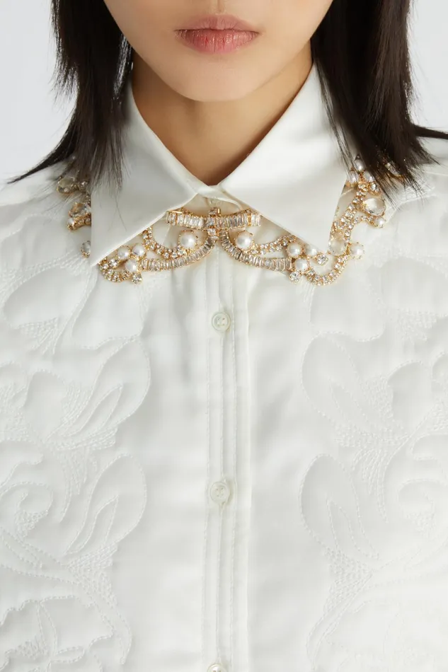 Women Tops and Shirts Ermanno Scervino Designer Silk Satin Regular Shirt 8211 Ermanno Scervino White