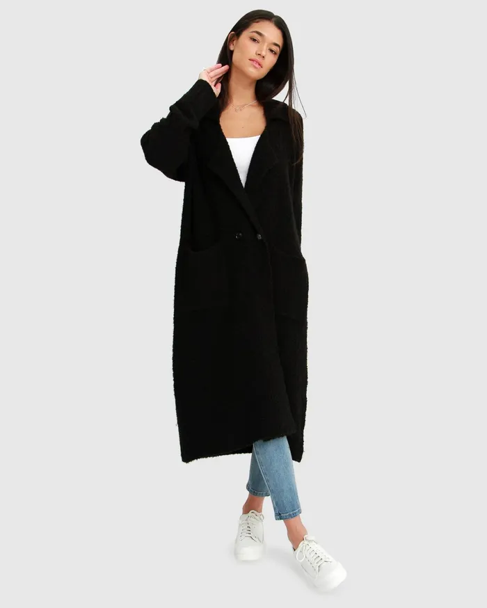 Women Tops Belle and Bloom Born To Run Sustainable Sweater Coat 8211 Black