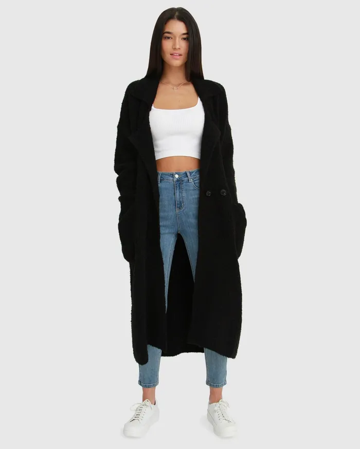 Women Tops Belle and Bloom Born To Run Sustainable Sweater Coat 8211 Black