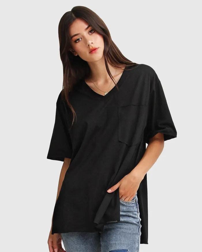 Women Tops Belle and Bloom Brave Soul Oversized TShirt 8211 Black