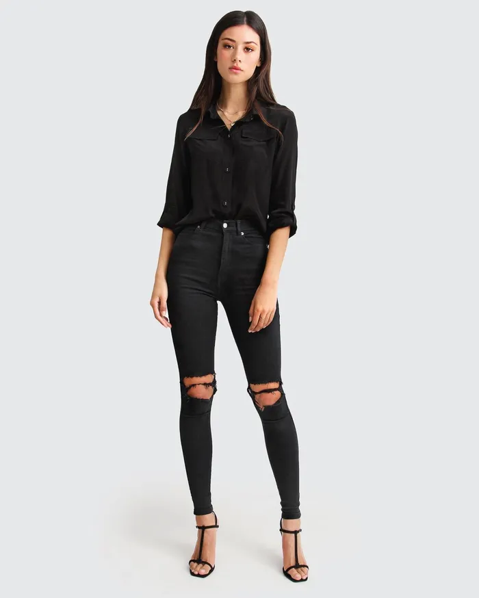 Women Tops Belle and Bloom Eclipse Rolled Sleeve Blouse 8211 Black