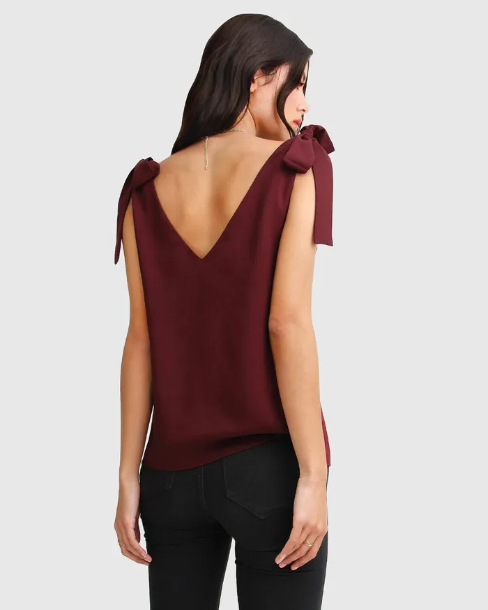 Women Tops Belle and Bloom Feel For You VNeck Top 8211 Burgundy
